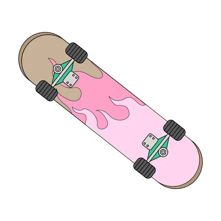 Skateboard Vector Illustration In Line Filled Design Illustration