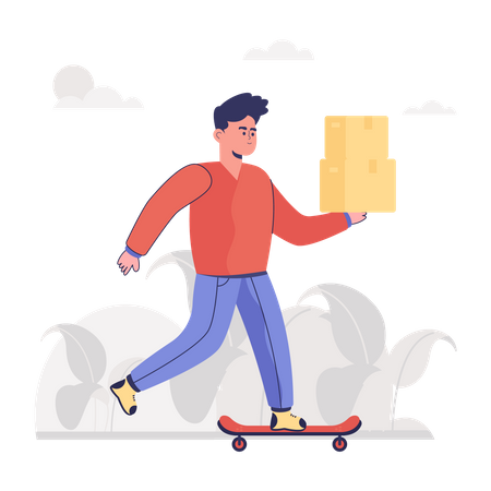 Skateboard Delivery Illustration