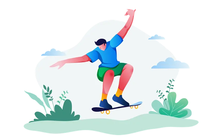 Skateboarders Riding Skateboards Illustration