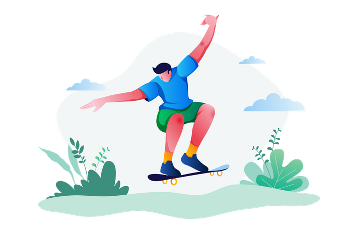 Skateboarders Riding Skateboards  Illustration