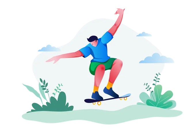 Skateboarders Riding Skateboards  Illustration