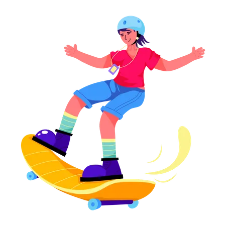 A Flat Illustration Of Skateboarding 일러스트레이션