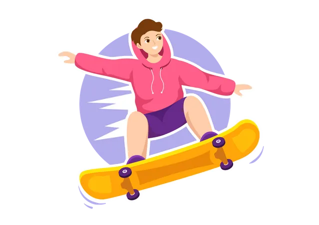 Skateboarding boy Illustration