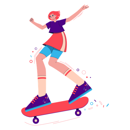 Skateboarding Girl Illustration