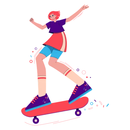 Skateboarding Girl  Illustration