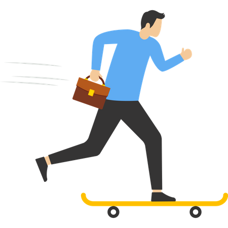 Skating businessman on skateboard  Illustration