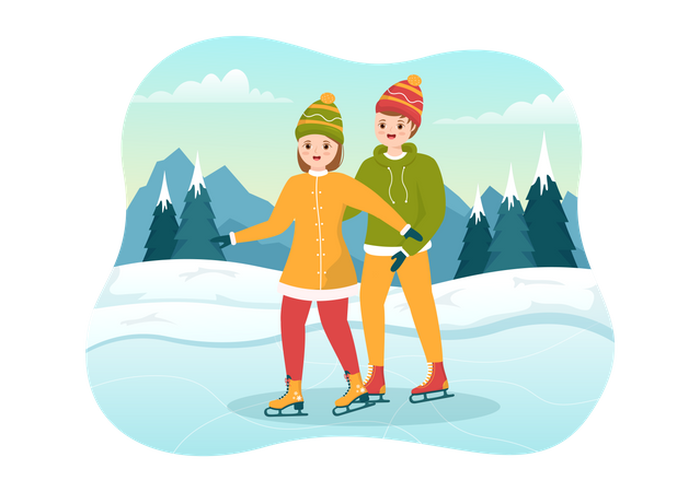 Skating on Ice  Illustration