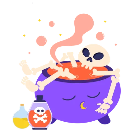 Skeleton Bath  Illustration