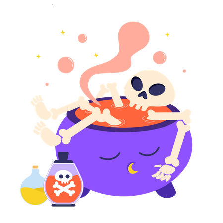 Skeleton Bath  Illustration