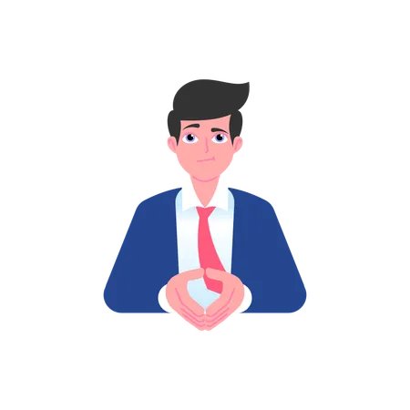 Skeptical businessman folded his hands in negotiations  Illustration