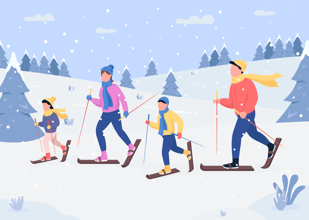 Ski en famille  Illustration