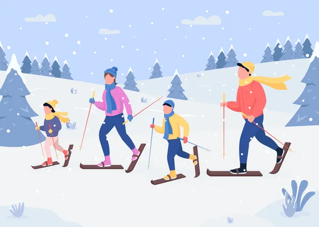 Ski en famille  Illustration