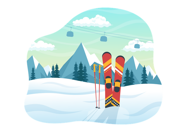 Ski Winter Sport  Illustration