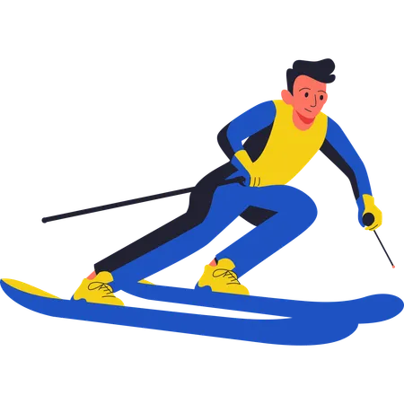 Skier Making Turn  Illustration