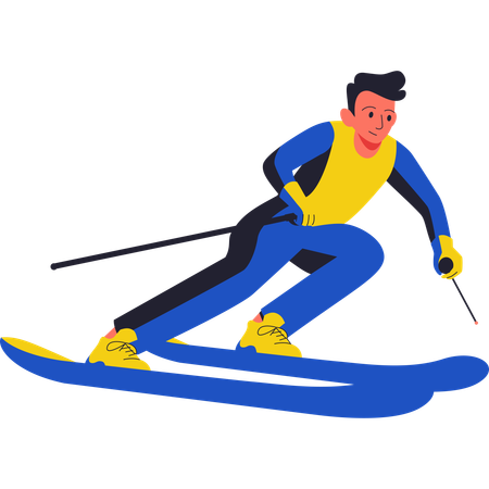 Skier Making Turn  Illustration