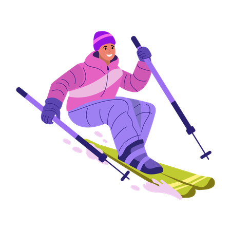 Skier skies on ice  Illustration