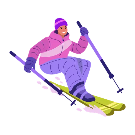 Skier skies on ice  Illustration
