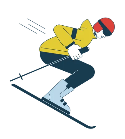 Skieur masculin avec bâtons sur skis  Illustration