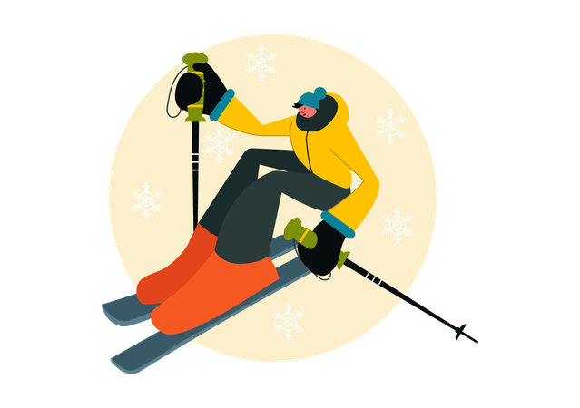 Un skieur profite de la saison hivernale  Illustration