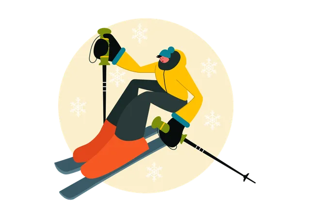 Un skieur profite de la saison hivernale  Illustration