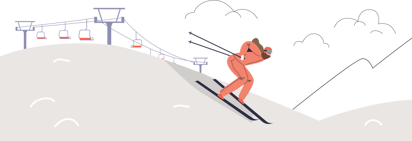 Skifahrerin genießt Skifahren  Illustration