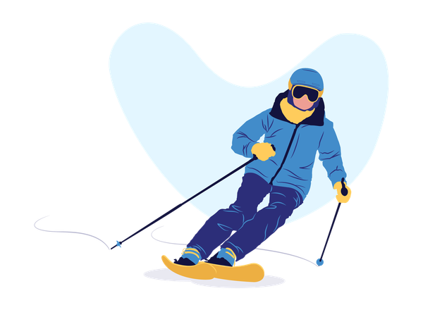 Man enjoying Skiing  Illustration