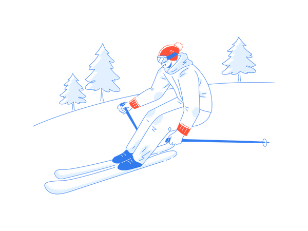 Skiing Illustration
