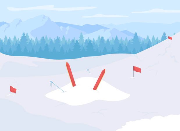 Skiing accident Illustration