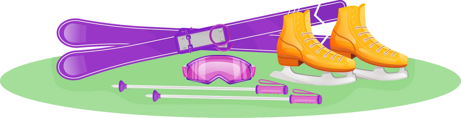 Skiing kit Illustration