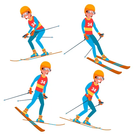 Skiing Player Male  Illustration