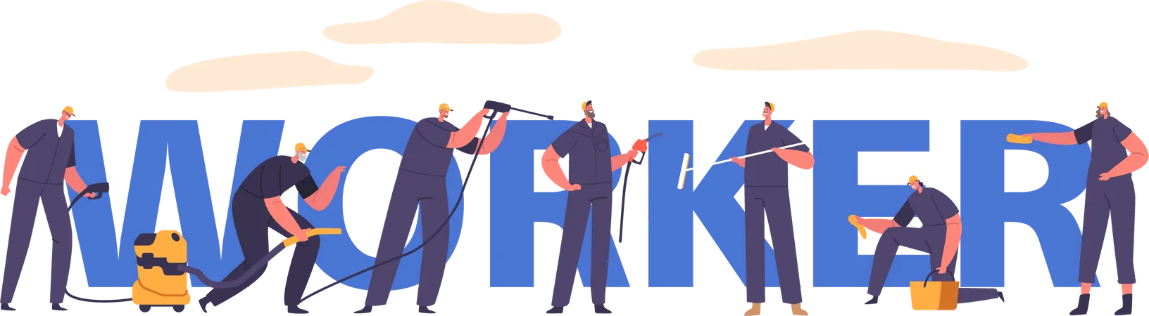 Workers Concept Skilled Artisans And Laborers Armed With Their Instruments Crafting Building And Shaping The World Around Them With Precision And Dedication Cartoon Vector Poster Banner Or Flyer Illustration