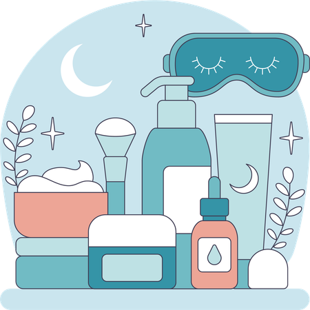 Skin treatment products sold in shop  Illustration