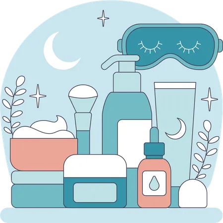 Skin treatment products sold in shop  Illustration