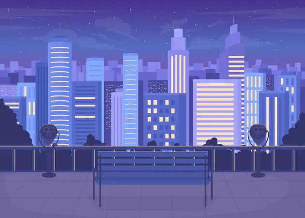 Skyline der Stadt bei Nacht  Illustration