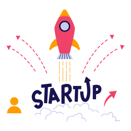 Skyrocketed Startup Concept With Rocket Vector Illustration In Flat Style With Startup Theme Editable Vector Illustration Illustration