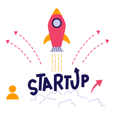 Skyrocketed startup  Illustration