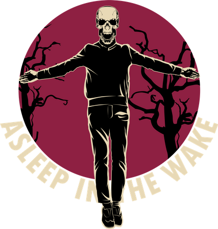 Sleep in the Wake with Skull  Illustration