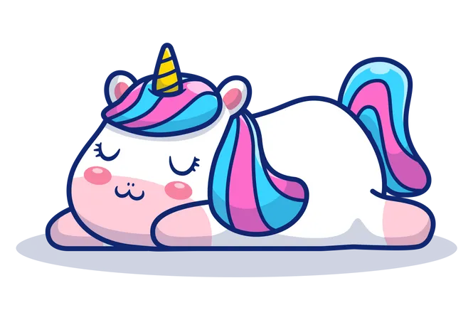 Sleeping baby unicorn Illustration