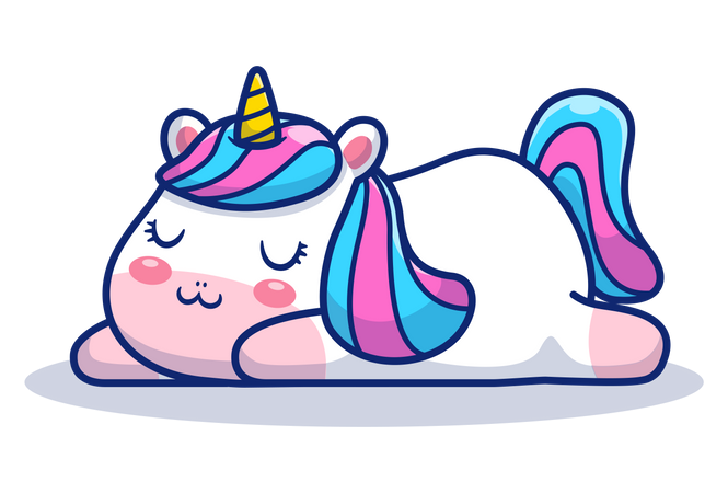 Sleeping baby unicorn  Illustration