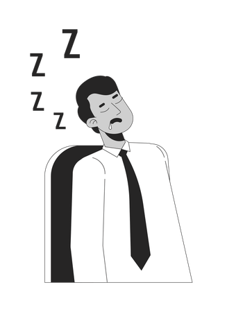 Sleeping employee male indian  Illustration