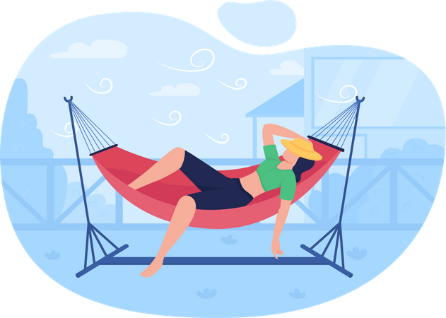 Sleeping in hammock Illustration