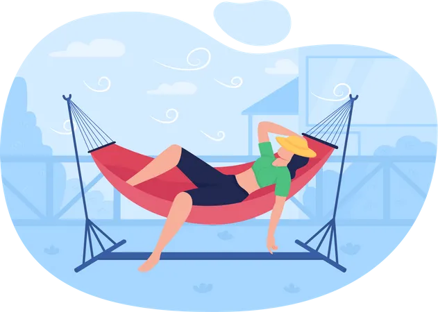 Sleeping in hammock Illustration