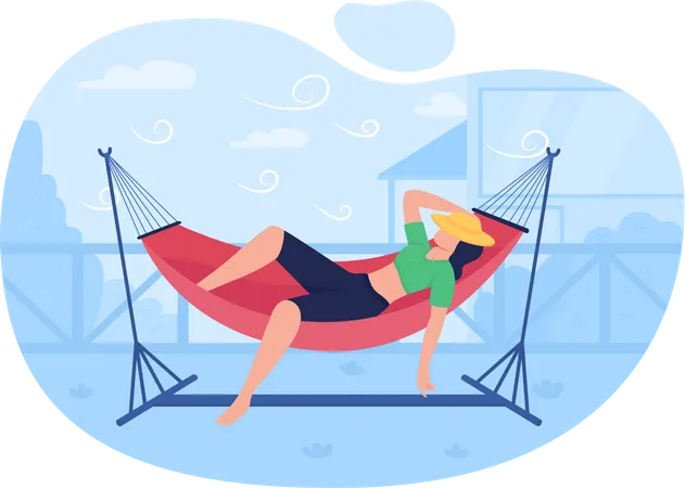 Sleeping in hammock  Illustration