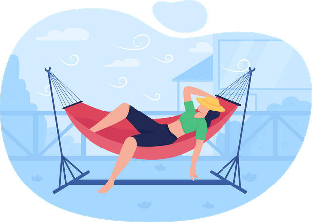 Sleeping in hammock  イラスト