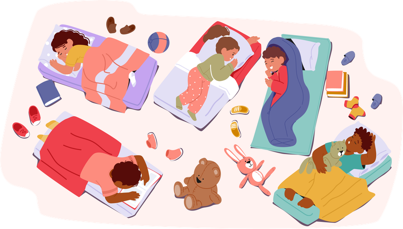 Sleeping Kids Characters  Illustration