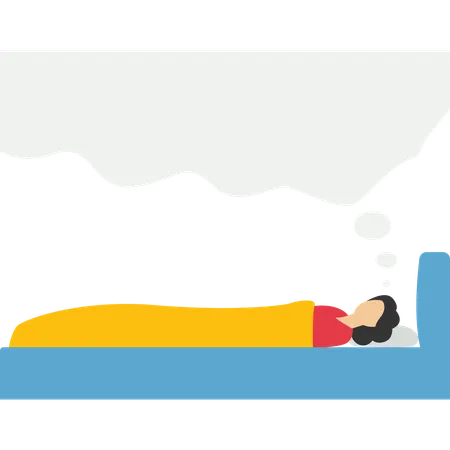 Sleeping man having dream  Illustration