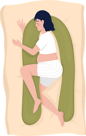 Sleeping mother to be with pregnancy pillow Illustration