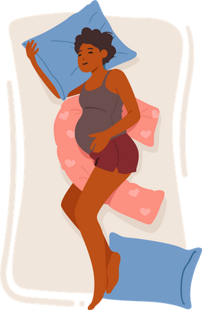 Sleeping Pregnant Woman With Customized Maternity Pillow  Illustration