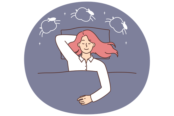 眠る女性  イラスト