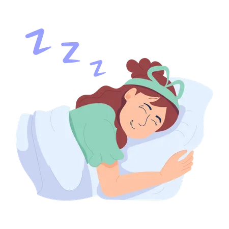 Women Sleeping With Pillow Illustration